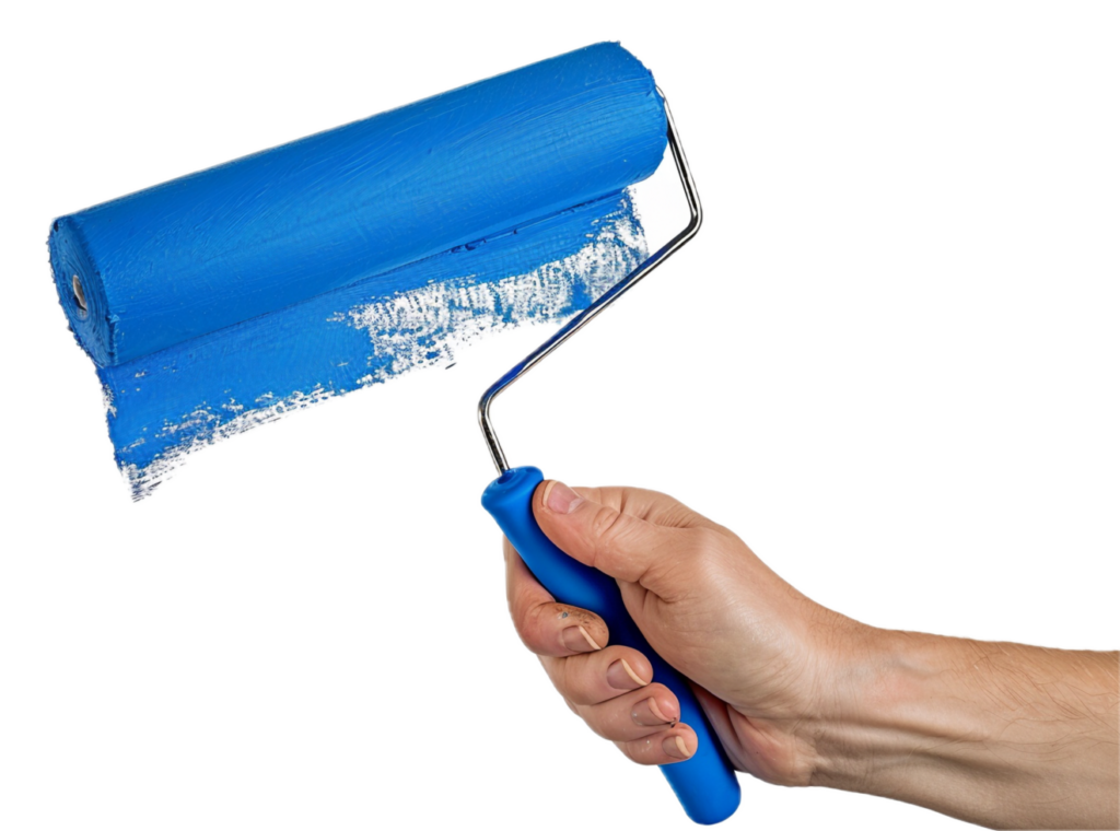 ai-generated-hand-painting-with-blue-roller-brush-free-png